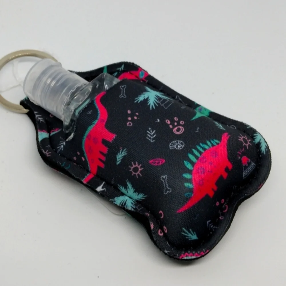 Dinosaur themed sanitizer keychain